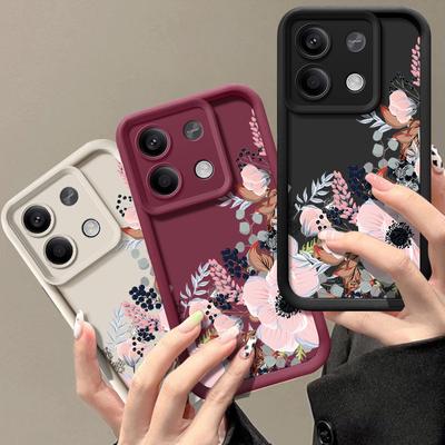 Funda de silicona suave a prueba de golpes para Xiaomi Poco X6 X5 13t 11t Pro Redmi Note 13 12 11 10 Pro con protección para lentes con flores