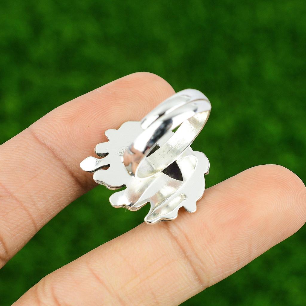 Natural African Amethyst Multi Stone Adjustable Ring 925 Silver For Girls