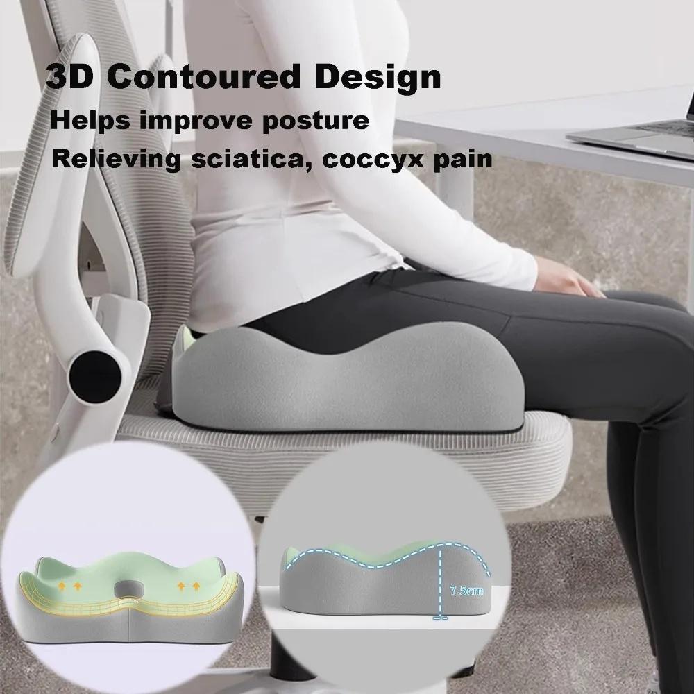 1pc Ergonomic Memory Foam Seat Cushion 3D Support Cushion Washable Polyester Comfortable for Long Sitting Car Office Essentials