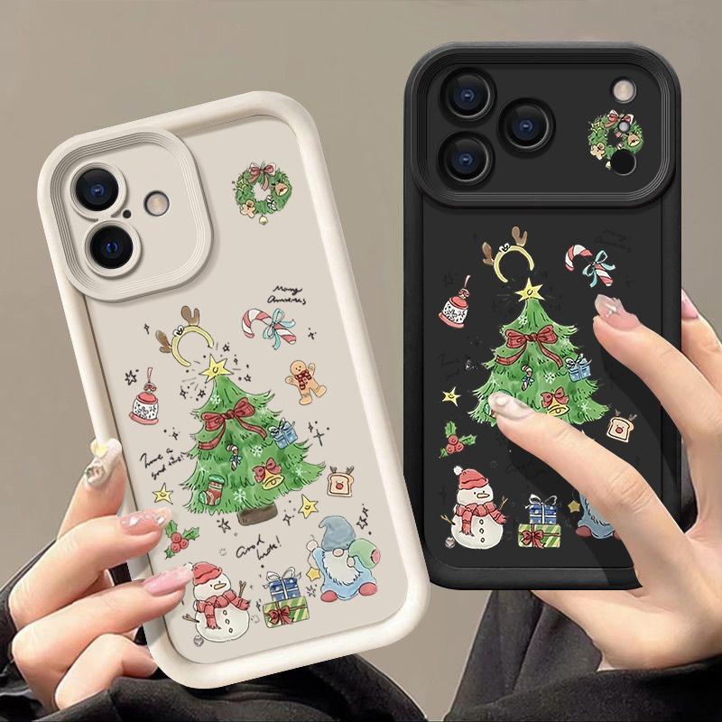 Christmas Tree TPU Phone Case For iPhone Air 16e 17 16 15 14 Pro Max 13 12 Pro 15 16 Plus Candy Color Silicone Soft Cover Fundas