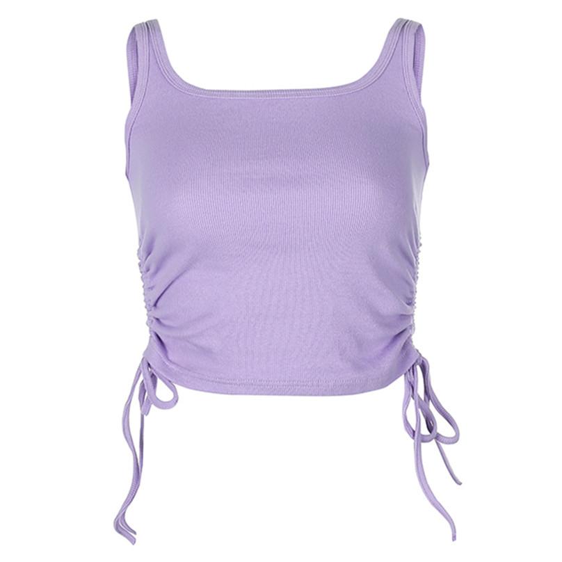Fashion Sexy Women's Pleated Sling Short Short Vest with Umbilical Strap Bottoming Top