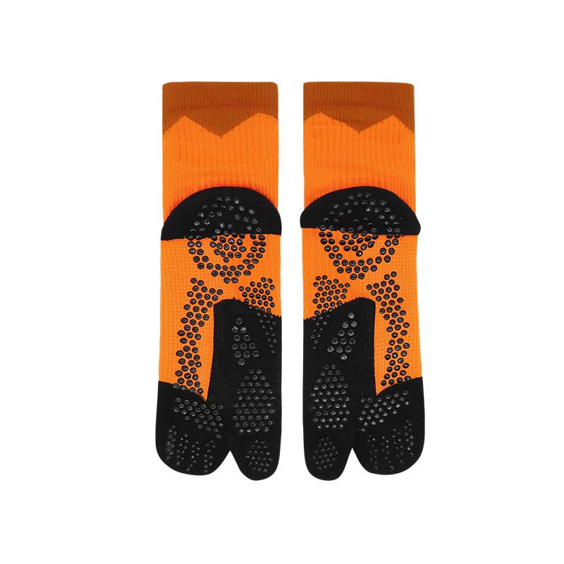 

Summer Towel Bottom Split-Toe Gel Dot Non-Slip Running Socks - Mid-Calf Shock Absorption Wear-Resistant Sports Socks. L (38-44) помаранчевий