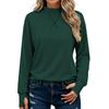 Women's Casual Mock Neck Long Sleeve Top with Thumb Holes