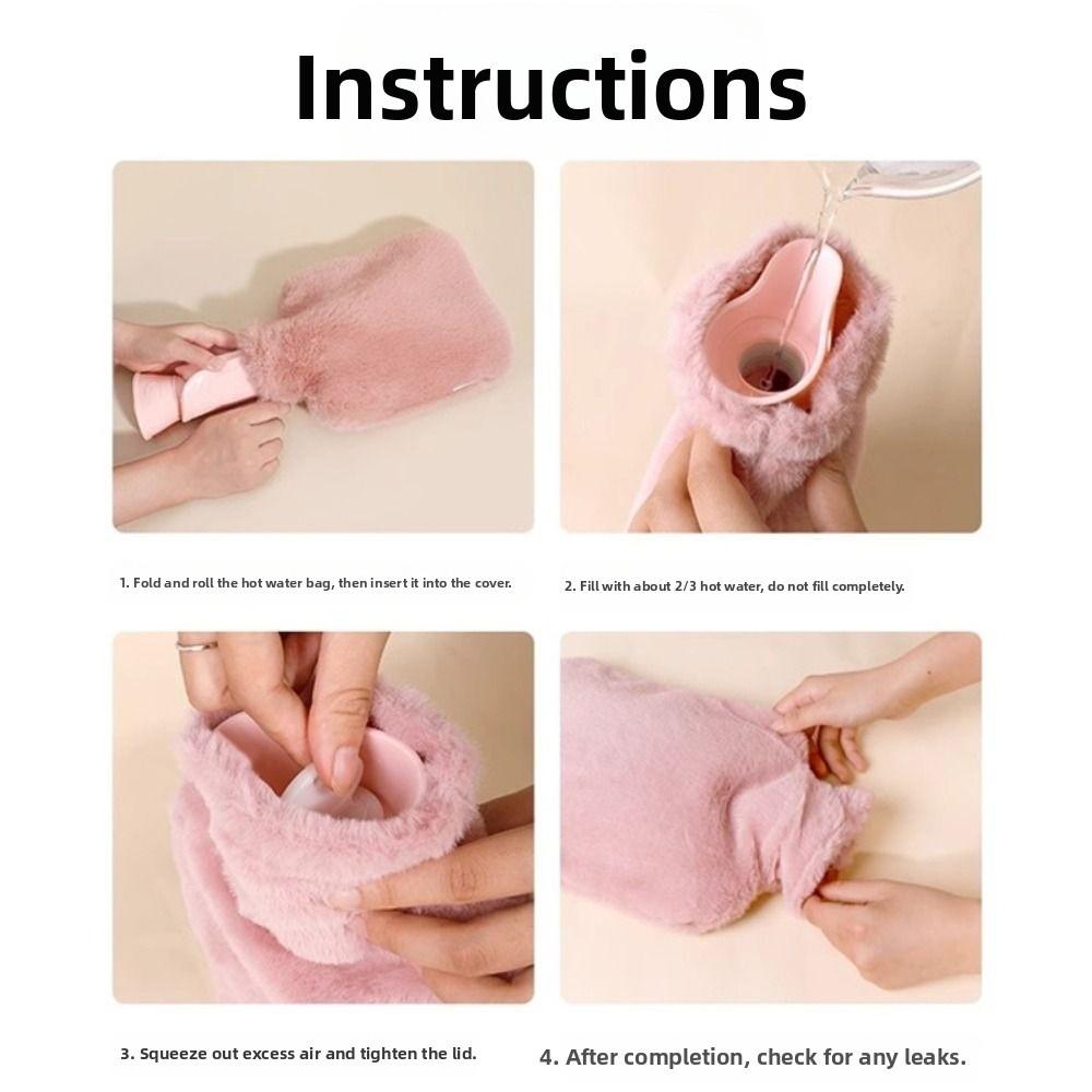 2000ml Hot Water Bottles Leak-proof Water-filling Bottle Soft Belly Warmer  Female