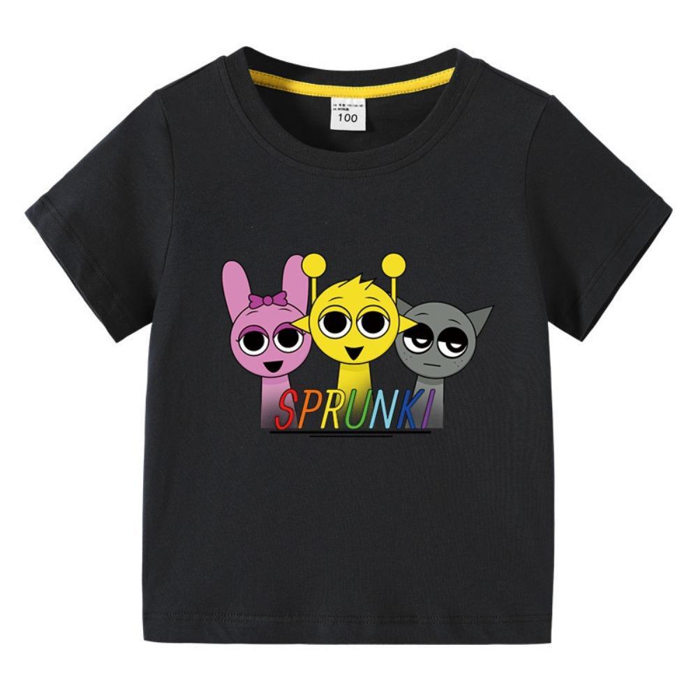 Summer Sprunki Kids Clothes Incredibox Boys Girls T-shirts Cartoon Game Character Print Tops Cool Comfortable Short Gift