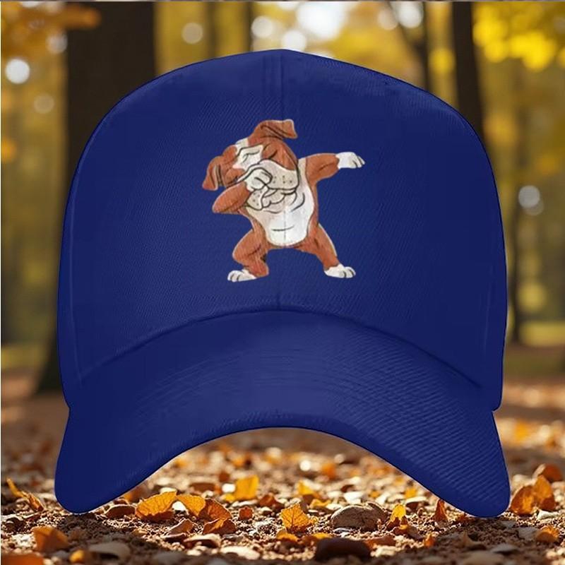 Dabbing Bulldog Dog Baseball Cap Cute Animal Print Adjustable Outdoor Sports Hat
