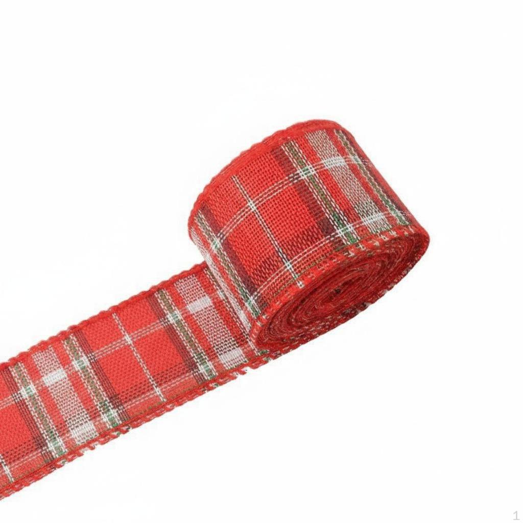 Christmas Burlap Ribbon Vintage Design Wired Plaid Easy To Shape for DIY Enthusiasts, Home