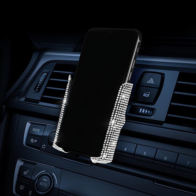 1PC Mobile Phone Holder with Diamond Inlay, Car Navigation Bracket, Air Outlet Snap On Support Bracket, Suction Cup
