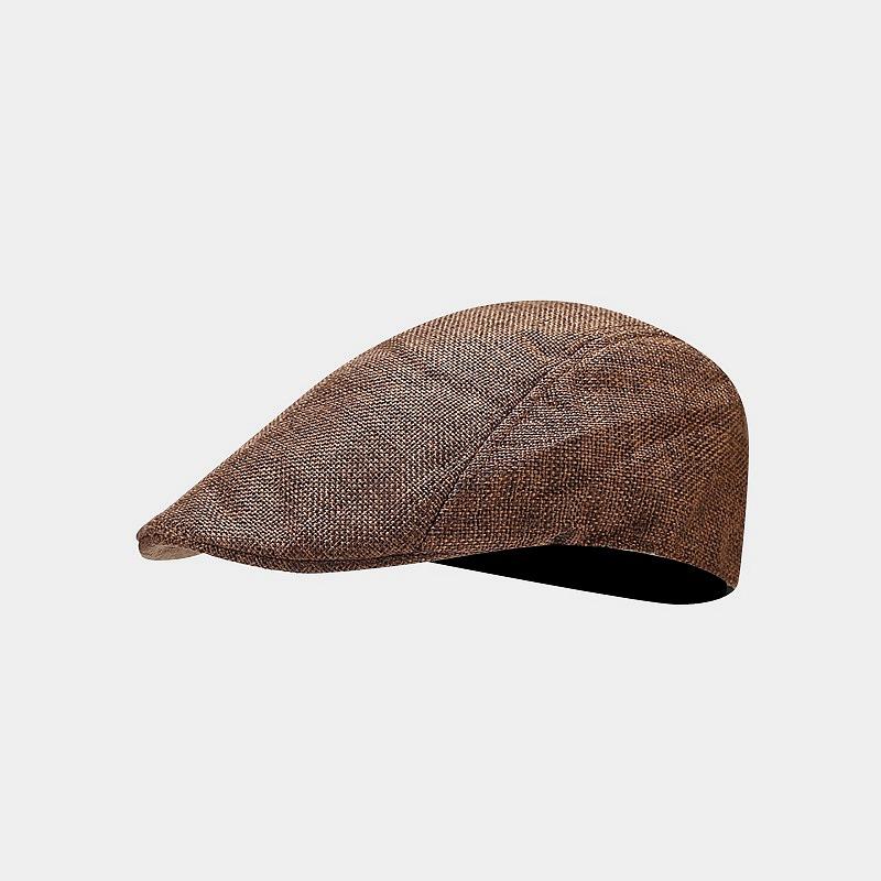 Spring and Summer Simple Light Board Imitation Hemp Beret Men's British Retro Breathable Duck Tongue Forward Hat Women's Middle-aged Hat