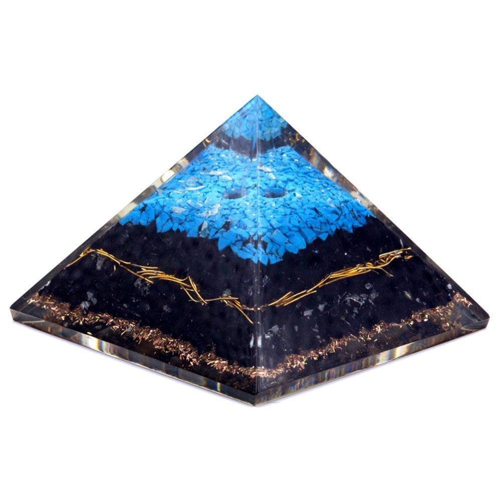 Orgonite Pyramid Turquoise and Black Tourmaline 70 Mm