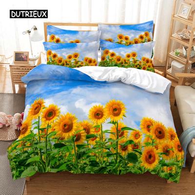 Sonnenblumen Bettbezug Bettbezug Ländliche Landschaft Blumenthema Bettwäscheset für Frauen Mädchen Schlafzimmer Festivalgeschenke Dekoration