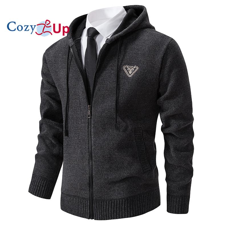 Cozy Up Giacca da Uomo con Cappuccio Lavorazione a Maglia Larga Cappotto Casual