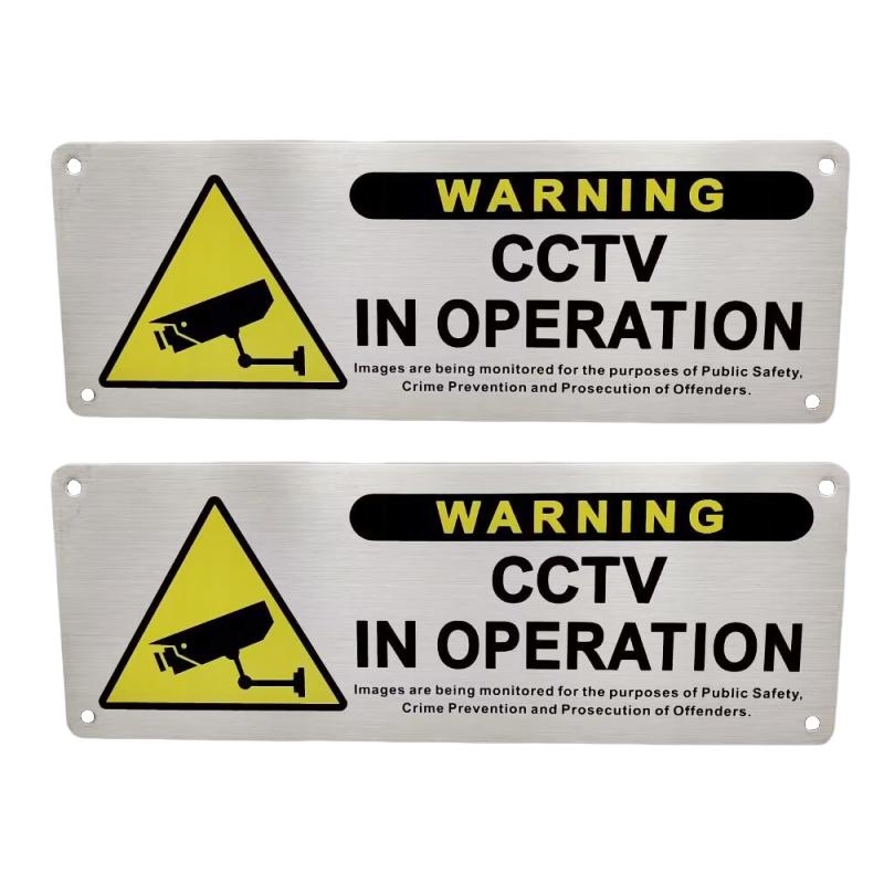 CCTV Metal Warning Sign 24 Hours Video Surveillance Board Strong Visibility for Outdoor Wall Fence