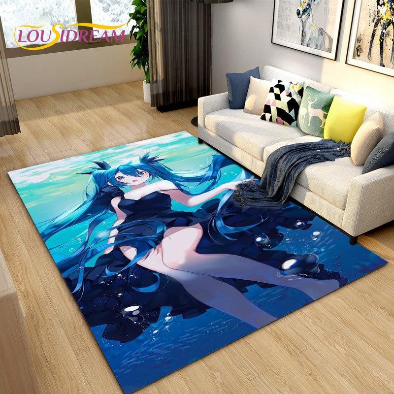 3D-Teppich mit japanischem Musik-Anime-Cartoon, Teppich für Wohnzimmer, Schlafzimmer, Sofa, Fußmatte, Dekoration, Kinder spielen, rutschfeste Bodenmatte