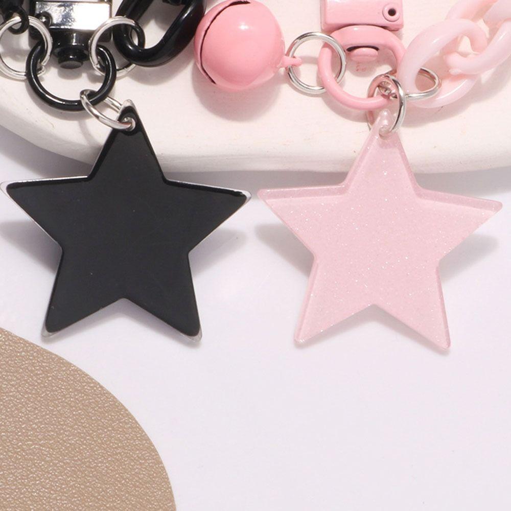 Ornament Glitter Stars Pendant Pink and Black Y2K Jewelry Keychain Cartoon  Keychain  Women Men