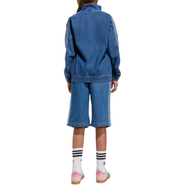 adidas Originals Adicolor Logo Striped Pocket Loose Fit Denim Shorts Kids Shorts KE2969