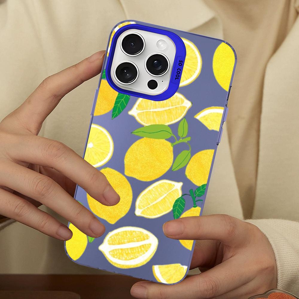 Leaves Fruit Lemon Peach Pomegranate Grape Phone Case For IPhone 16 15 14 13 12 11 Pro Max XSMAX 8 Matte Shockproof Back Cover