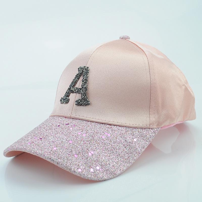 Women's Glitter Rhinestone Baseball Cap with Sun Protection - Trendy Spring/Summer Duckbill Design