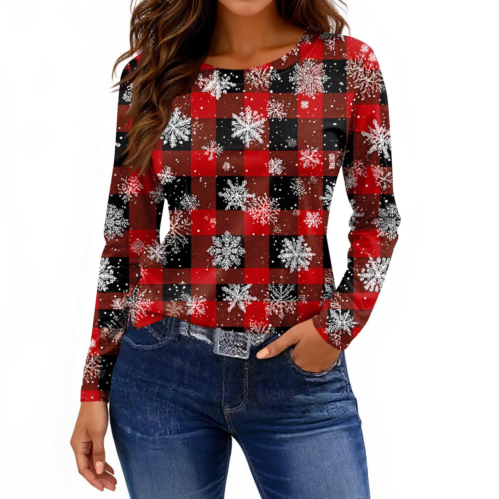 

Жіноча модна повсякденна футболка з розрізом і круглим вирізом з довгим рукавом і принтом. L чорний