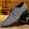 New Designer Britain Gentleman Glitter Sequin Leather Oxford Shoes For Men Wedding Prom Homecoming Party Performance Footwear
