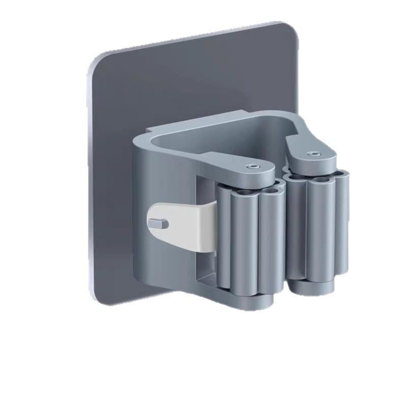 Wall-Mounted Mop and Broom Clip Holder, Traceless, Hole-Free, Multi-Purpose Storage Bracket for Bathroom and Toilet