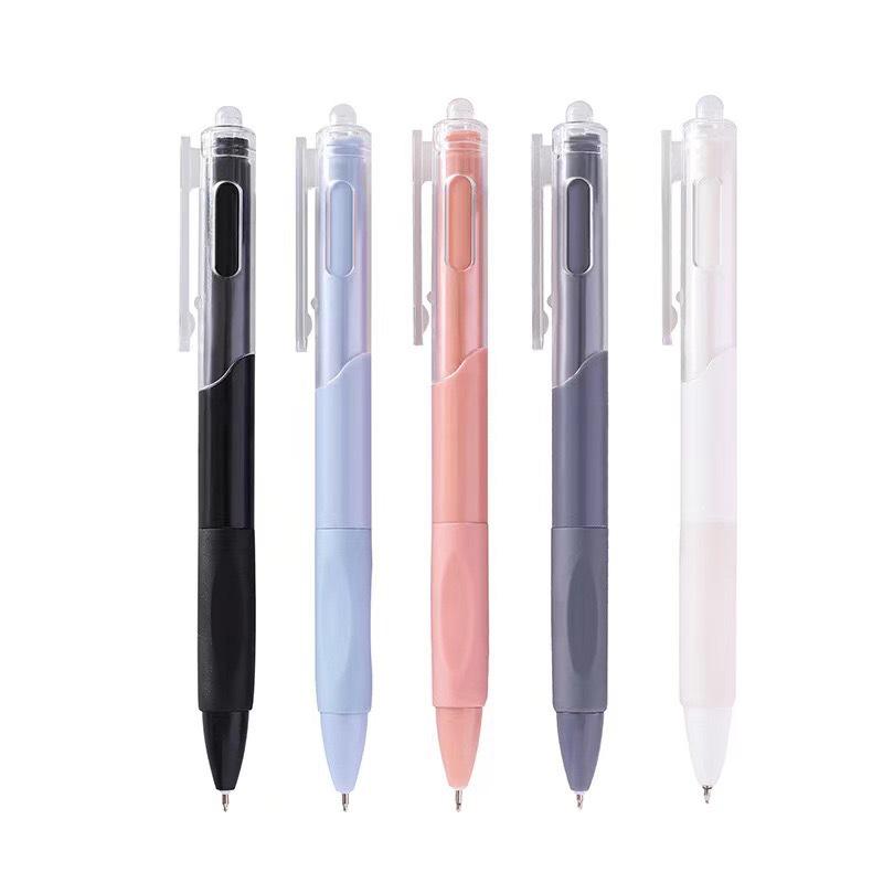 Morandi Color Quick-Dry Fine Tip Click Pen - Black and White for Exams and Office Use