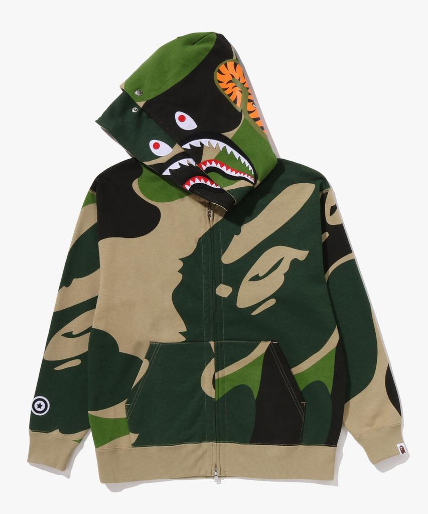 Felpa con cappuccio Mega Abc Camo Double Shark Vestibilità Relaxed con zip intera (M) verde