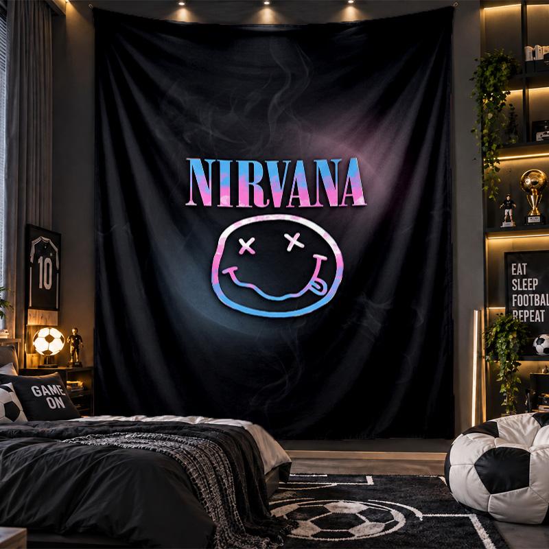 Wall Hanging Tapestry Nirvana Print Cloth for Living Room Bedroom Home Decor