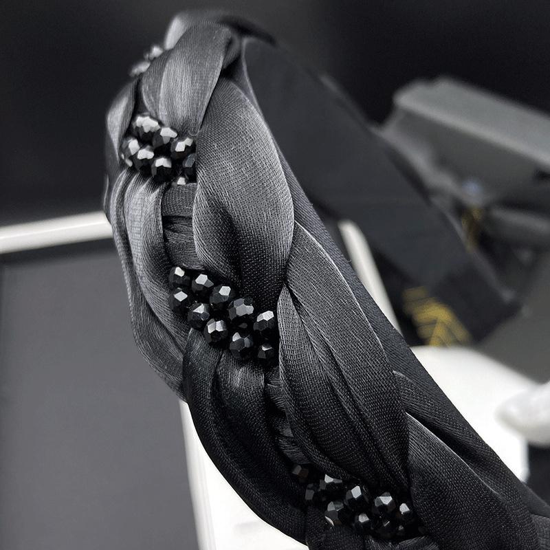Exquisite Women Silky Voile Fabric Headbands Ladies Braided Hairbands With Beads Tape for Female Party Shopping Head Wears