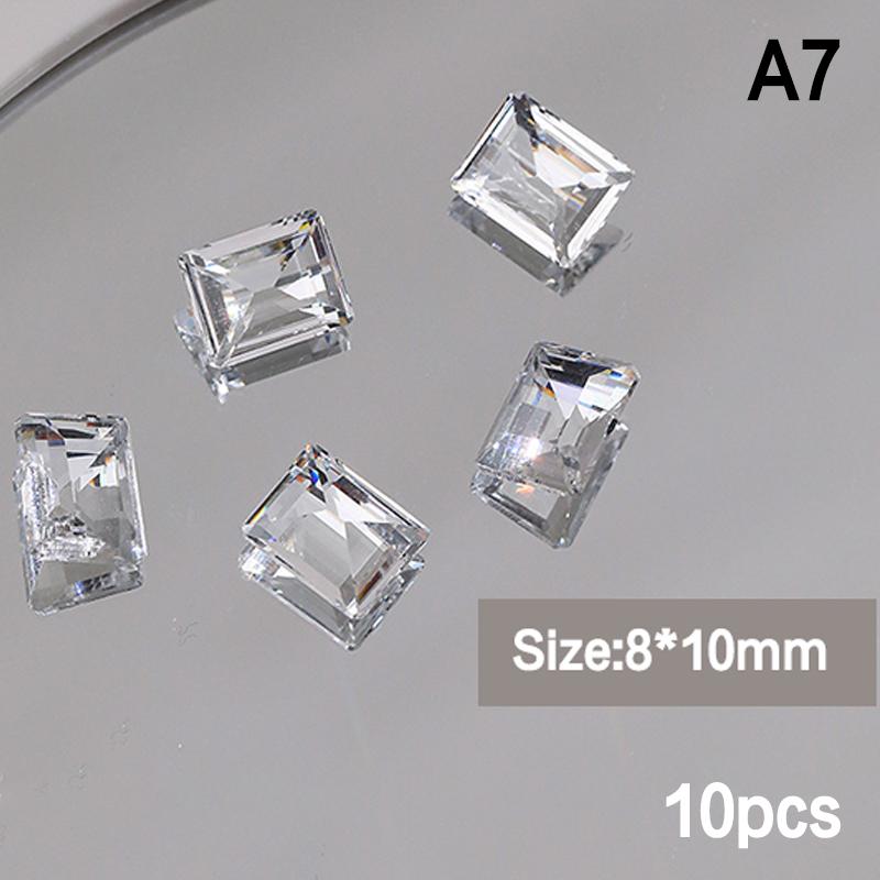 10 Stück Eis Durchsichtig Nagelkunst Kristall Glänzend Klar Spitzer Boden Glasstein 3D DIY Maniküre Dekoration Zubehör