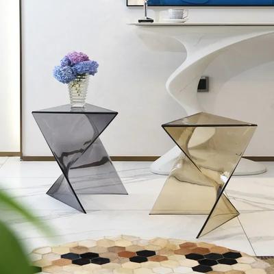 Transparenter Geometrischer Couchtisch, Minimalistischer Designer-Ecktisch, Acryl-Sofa, Wohnzimmer
