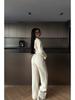 European Casual Women's Sexy Zipper Cardigan & Lace-Up Pants Set - Spring/Autumn Wear