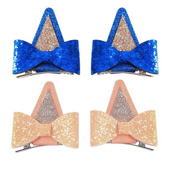 Girl Hairpin Spring Clip Bottom 3D Cat Dog Ear Shape Hair Clip Kids Boys Girls Bow Embellishment Animal Role Play Hair Accessory