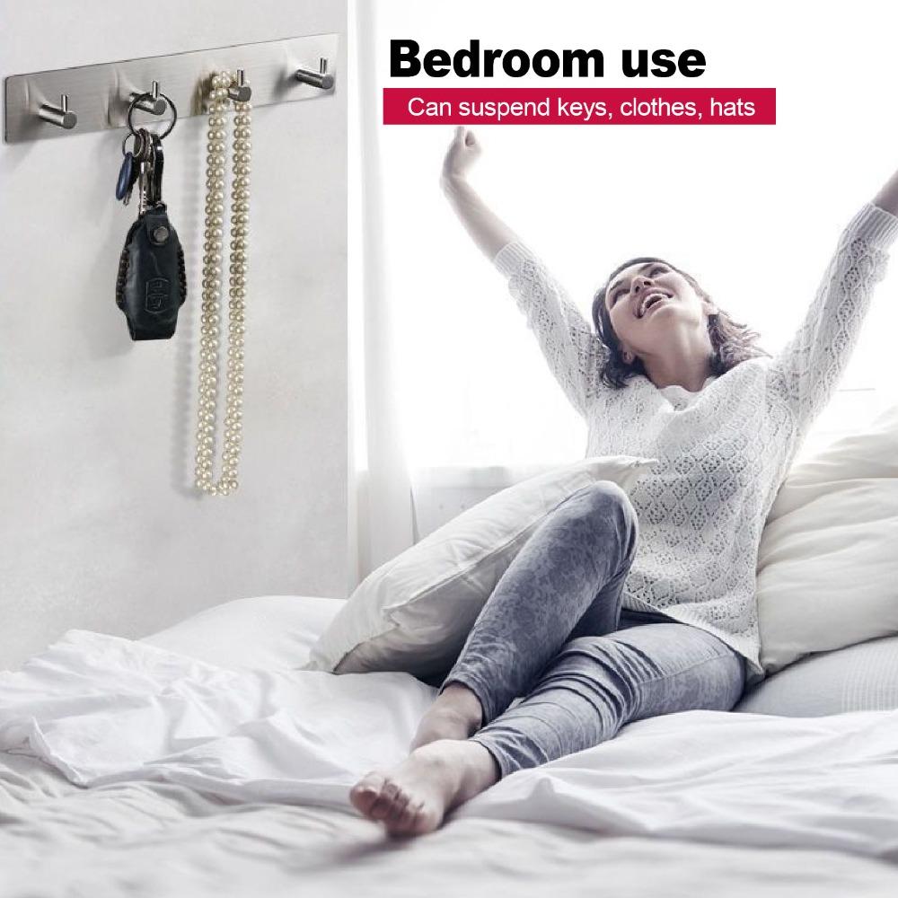 Silver Coat Hanger Self Adhesive Towel Hanging Hook Durable Key Holder Home Dorm