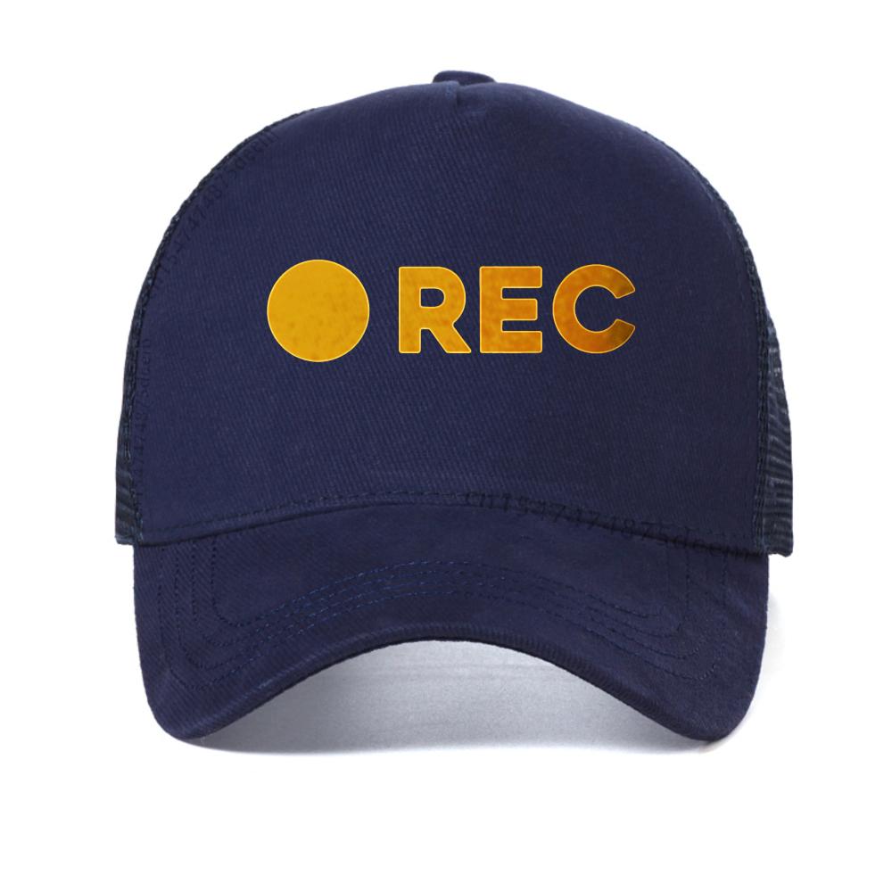 

REC Printed baseball cap Men Women Breathable mesh Snapback Caps outdoor casual mesh trucker hat fashion adjustable sun hats Adjustable темно-синього кольору