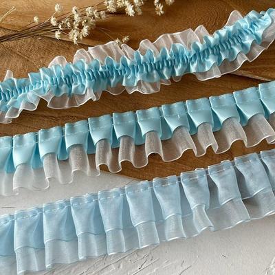 Luksusowa Niebieska Koronka Zdobna Falbanka do Dekoracji Sukienki DIY