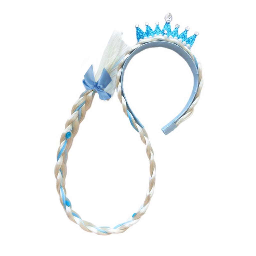 Long Braids Headband for Little Girl Crown Headhoop Queen Headpiece Kids Weaving Braids Hairhoop Party Accessories