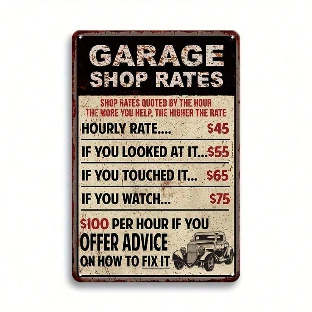Tin Sign Metal Poster Vintage Garage Decoration, Aluminum Wall Art Waterproof for Auto Shop