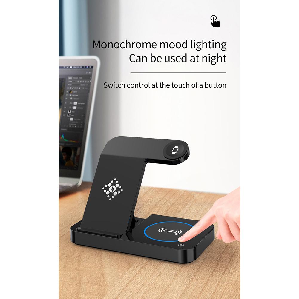 4-in-1 Kabelloses Ladegerät Ständer 15W Schnelllade Dock Station Kompatibel für Airpods Pro Iphone Samsung Galaxy