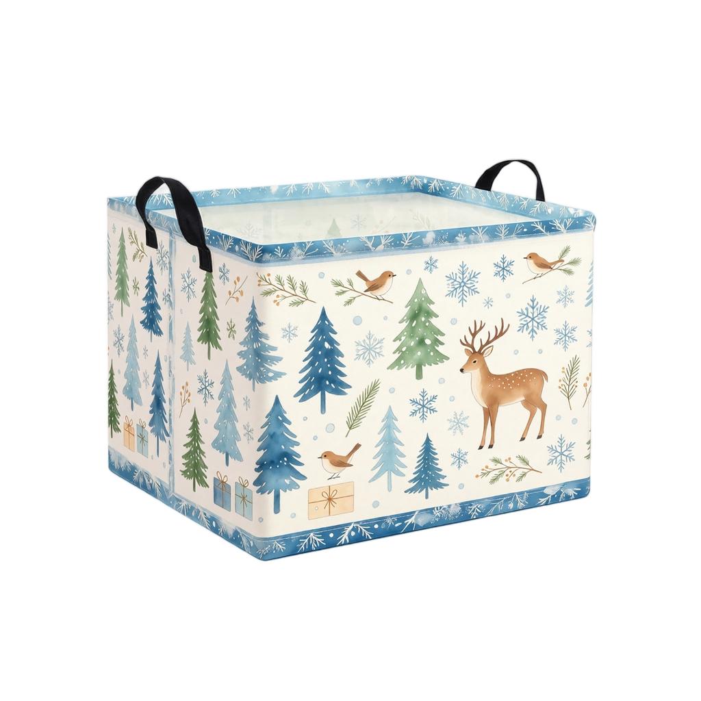 Christmas Square Foldable Storage Basket for Home Organization and Holiday Storage