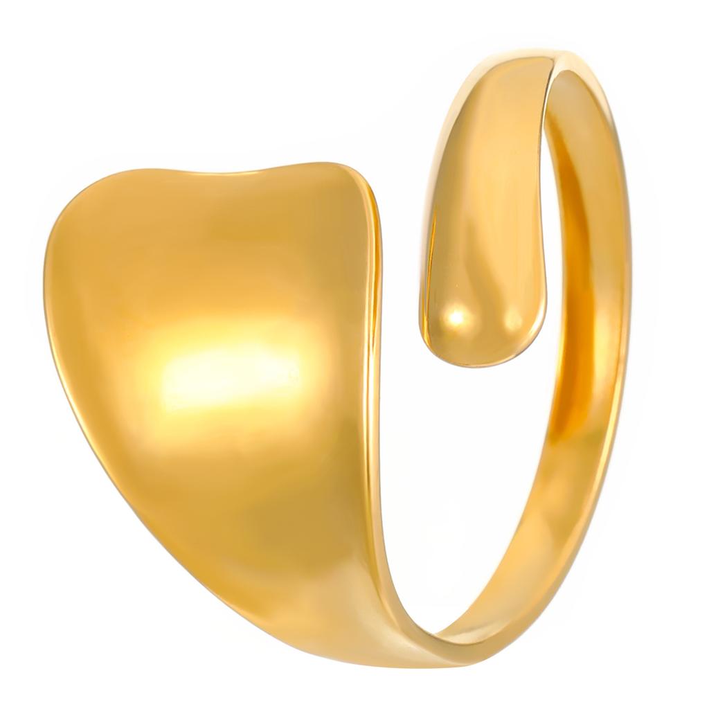 DIEZI One Piece Vintage Irregular Stainless Steel Gold Color Open Ring for Women Men Punk Adjustable Couple Rings Jewelry