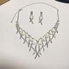 Women's Rhinestone Pearl Jewelry Set - Bridal Necklace & Earrings for Weddings