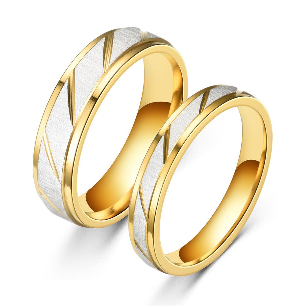 Floral Striped Couple Rings Fashionable Simple Jewelry Rings