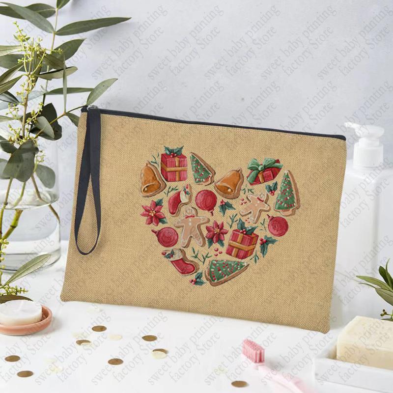 Merry Christmas Linen Storage Supplies Bags Travel Lipstick Bag Xmas Ornament Pouch Toilet Makeup Bolsas for Coffee Enthusiasts