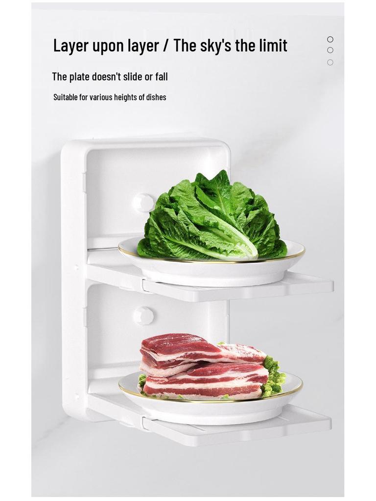 Extendable Wall-Mounted Plastic Dish Rack: Folding Kitchen Prep and Plate Storage Solution