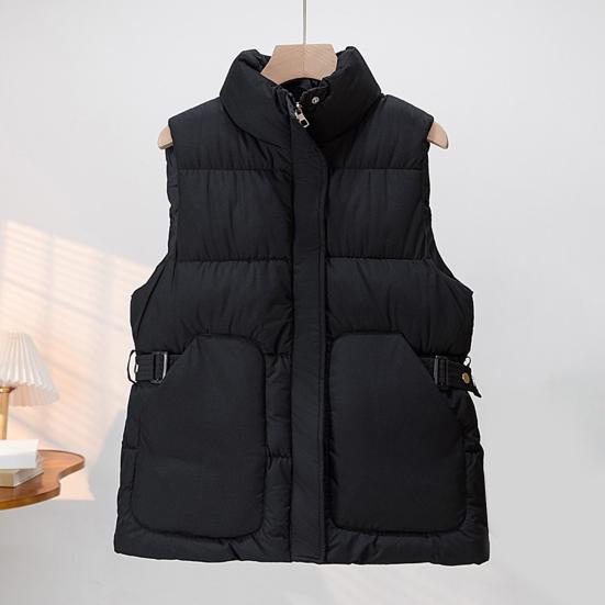 Down Puffer Vest For Women Stand Collar Sleeveless Puffer Jacket Casual Zipper