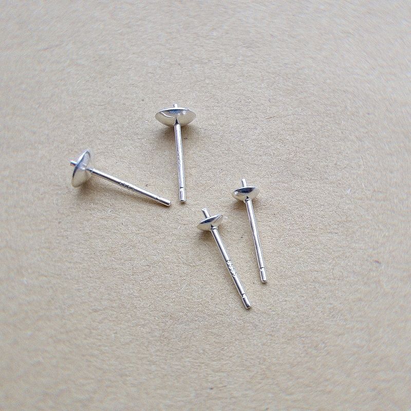 

DIY Sterling Silver Empty Setting Handmade Ornament Ear Stud 3mm 5mm disc 999 silver pearl earrings each pair