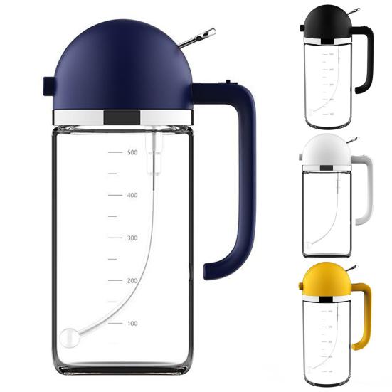 Yousheng 500ml Oil Sprayer Anti-clogging 2-in-1 Glass Clear Scale Vinegar Dispenser for Barbecue