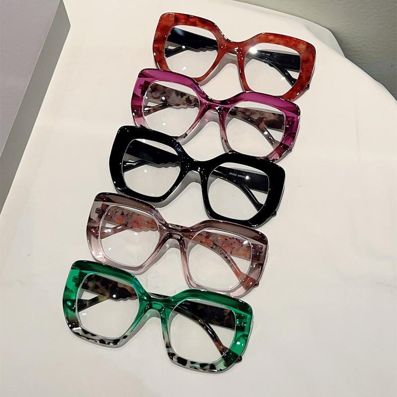 Fashion Leopard Splicing Color Large Frame Cat Eye Anti Blue Light Eyeglasses Men Women FULL Frame High Definition Eyewear