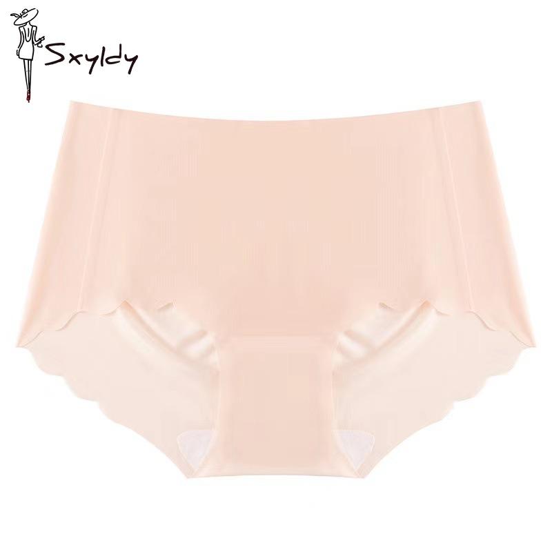 

Летнее бесшовное тонкое ультратонкое нижнее белье из ледяного шелка со средней талией большого размера, дышащие, закрывающие бедра, быстросохнущие трусы M розовый